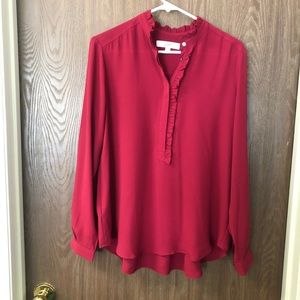 LOFT button down blouse with detail collar